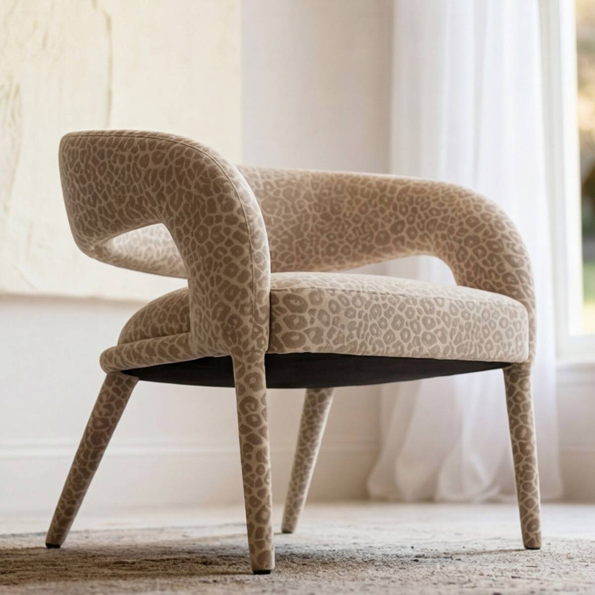 Fauteuil en tissu à motif léopard Indira