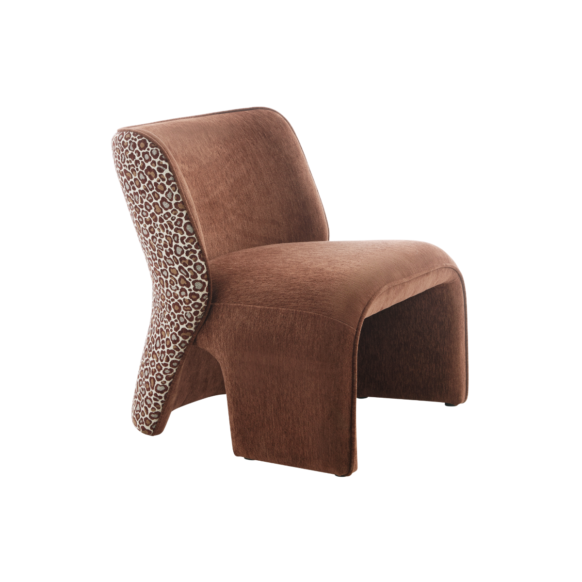 Fauteuil en tissu terracotta et motif léopard Indira