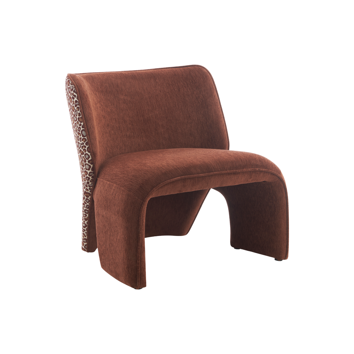 Fauteuil en tissu terracotta et motif léopard Indira