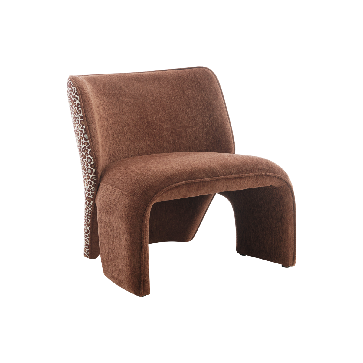 Fauteuil en tissu terracotta et motif léopard Indira