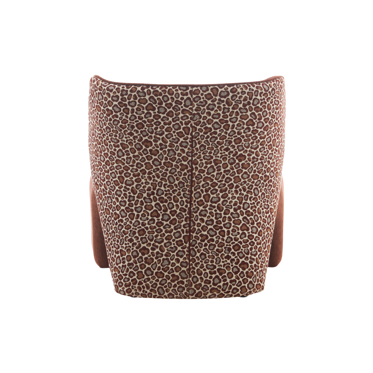 Fauteuil en tissu terracotta et motif léopard Indira