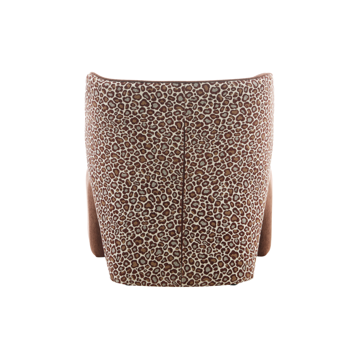 Fauteuil en tissu terracotta et motif léopard Indira