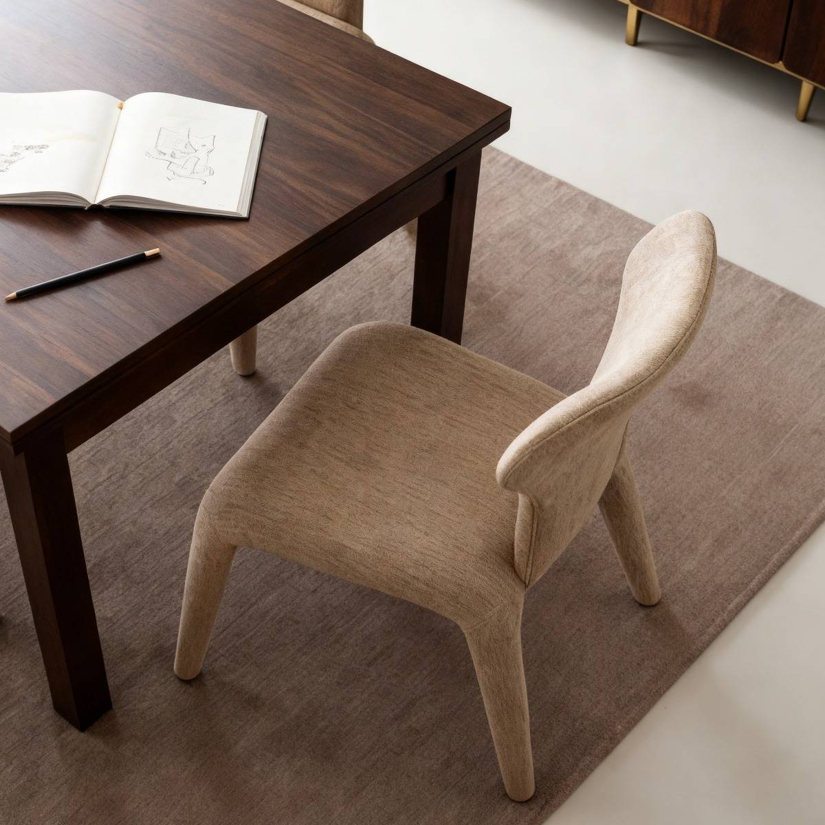 Chaise intégralement en tissu écru Eyna (lot de 2)