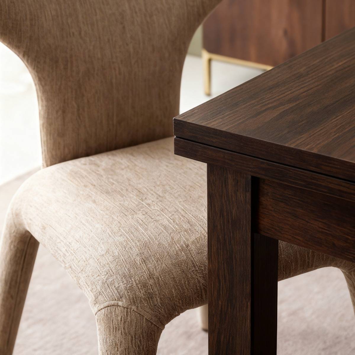 Chaise intégralement en tissu écru Eyna (lot de 2)