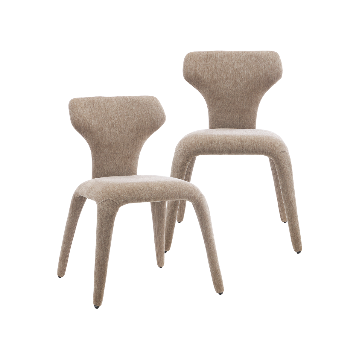 Chaise intégralement en tissu écru Yséon (lot de 2)