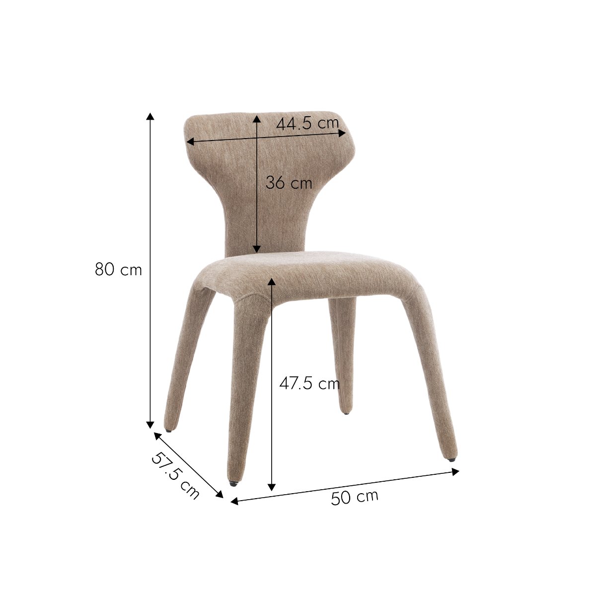 Chaise intégralement en tissu écru Yséon (lot de 2)