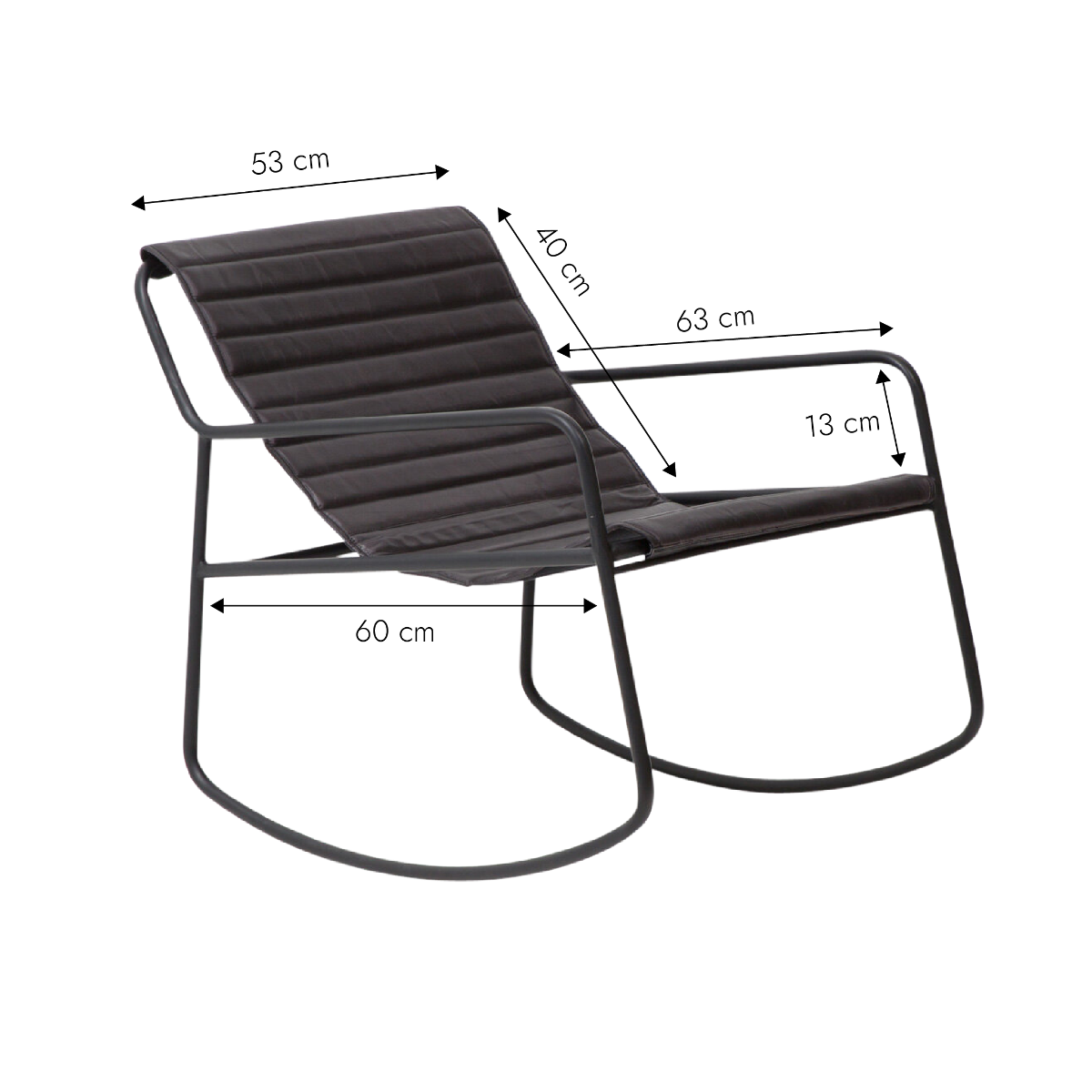 Rocking chair en cuir noir Sydney