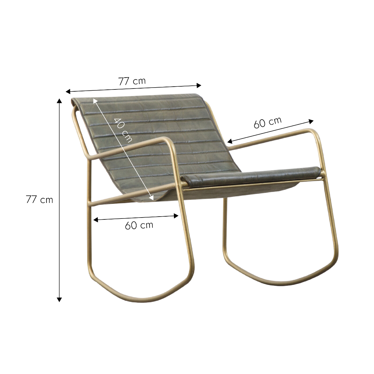 Rocking chair en cuir kaki Sydney