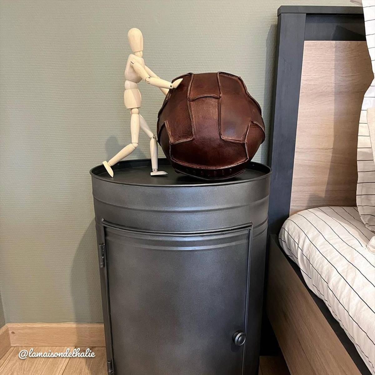 Ballon foot en cuir marron déco