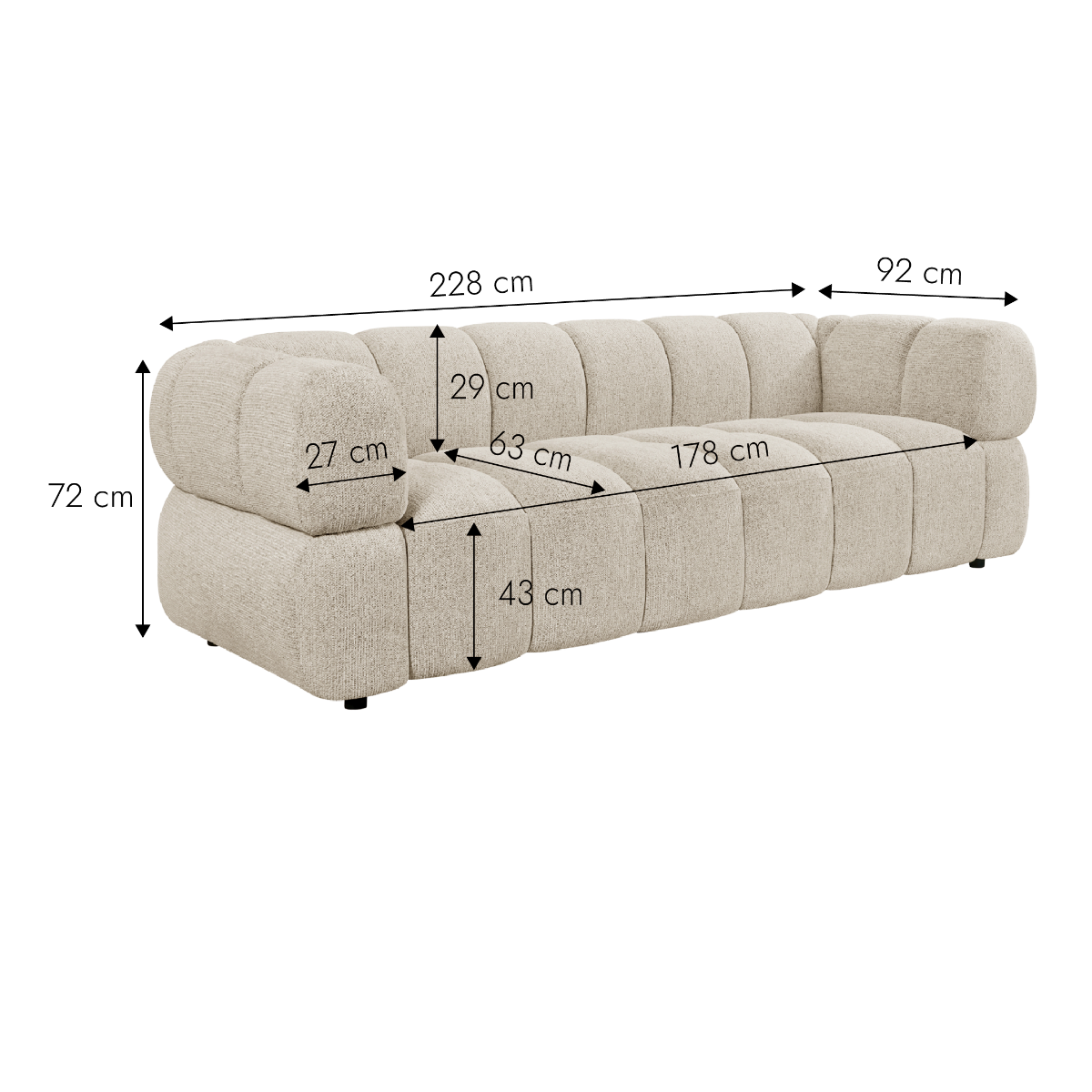 Canapé en tissu écru Syrel