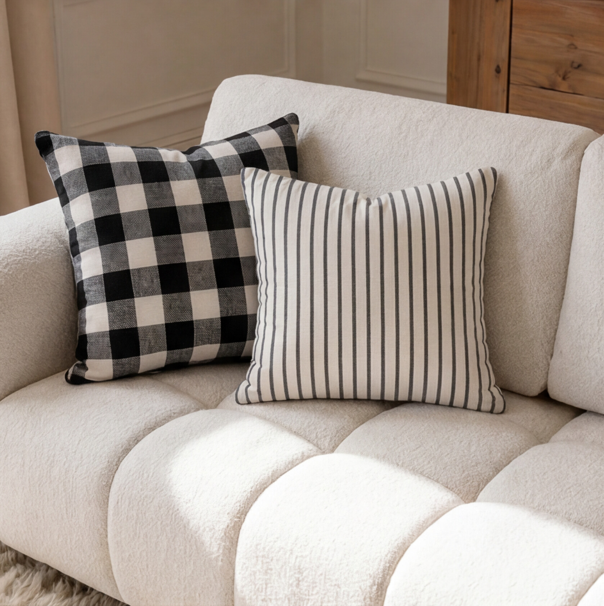 Canapé d'angle en tissu beige Syrel