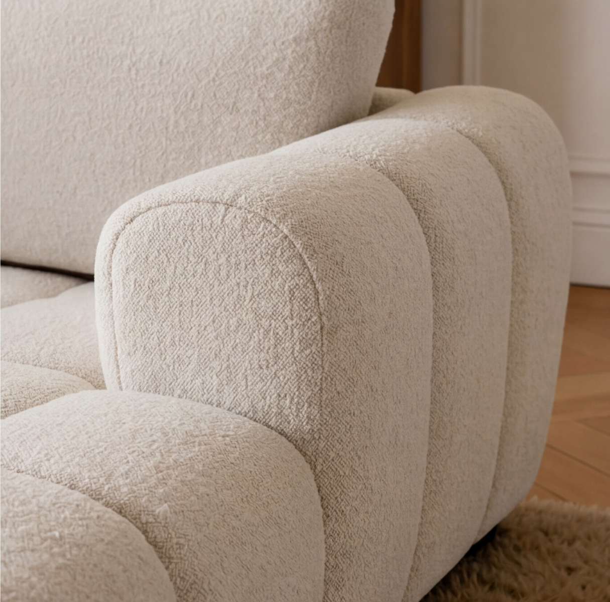 Canapé d'angle en tissu beige Syrel