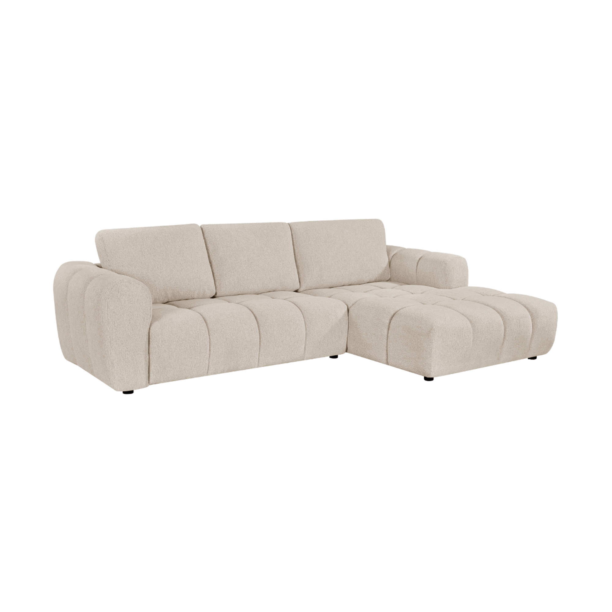 Canapé d'angle en tissu beige Syrel