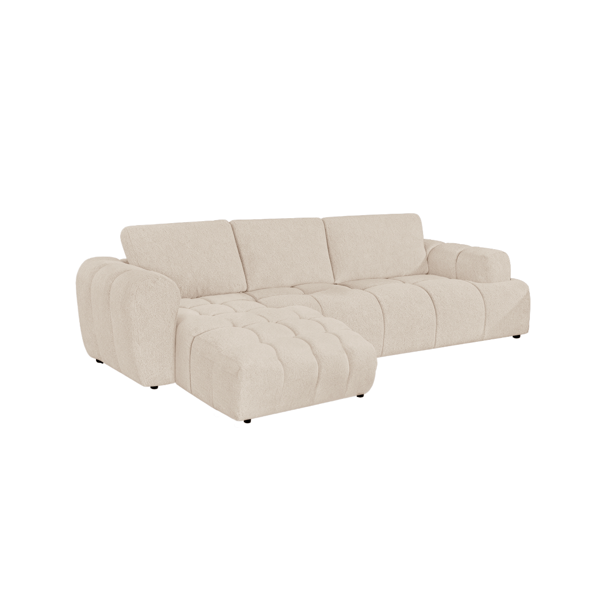 Canapé d'angle en tissu beige Syrel