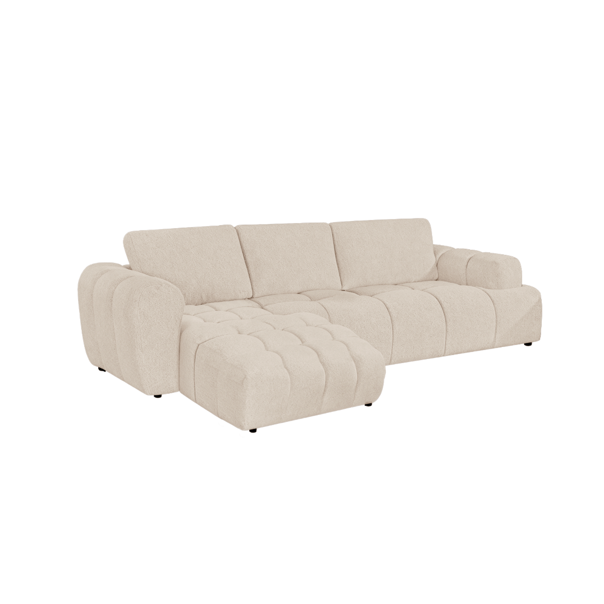 Canapé d'angle en tissu beige Syrel