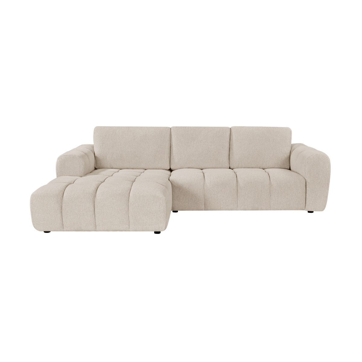 Canapé d'angle droit en tissu beige Syrel