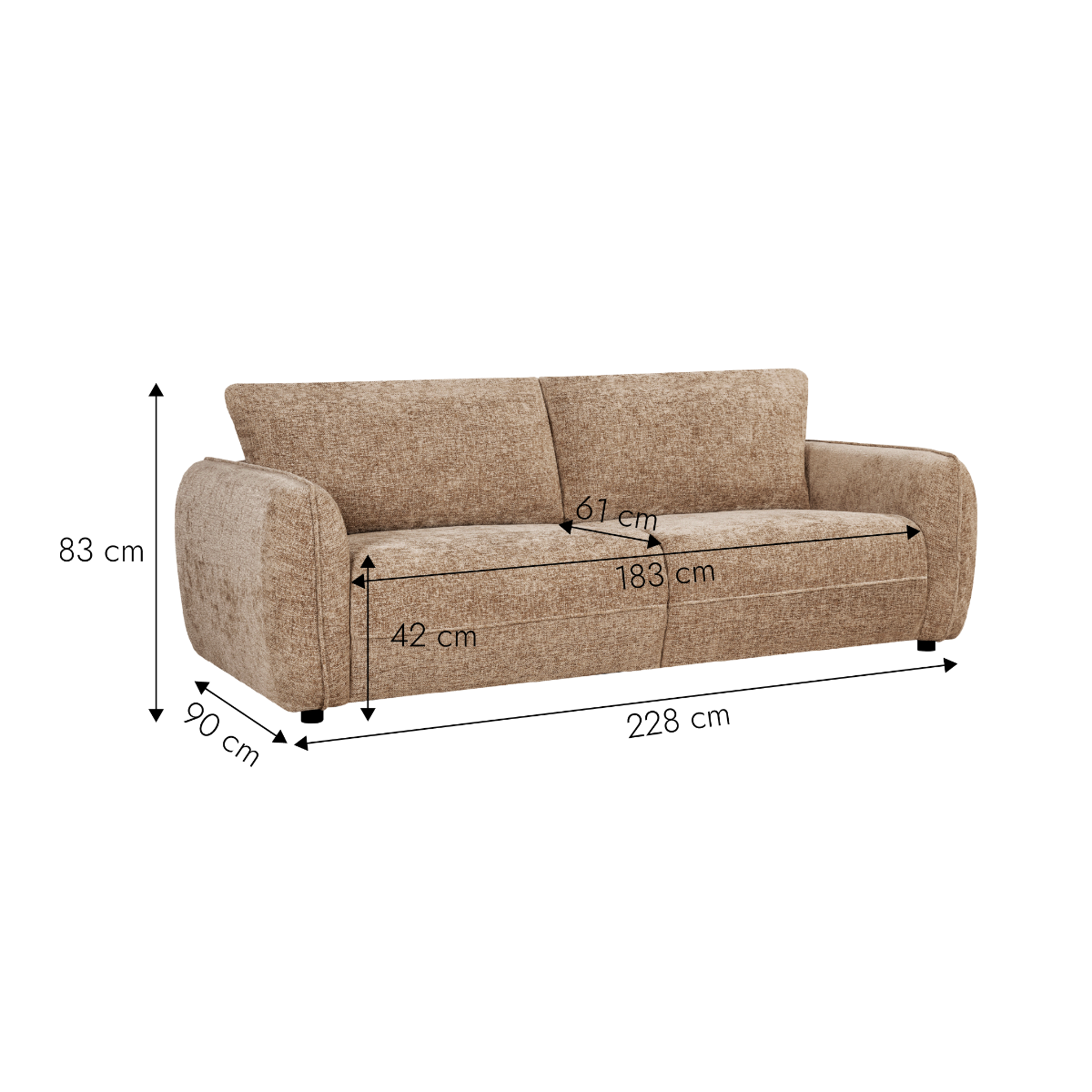 Canapé en tissu marron Calyna