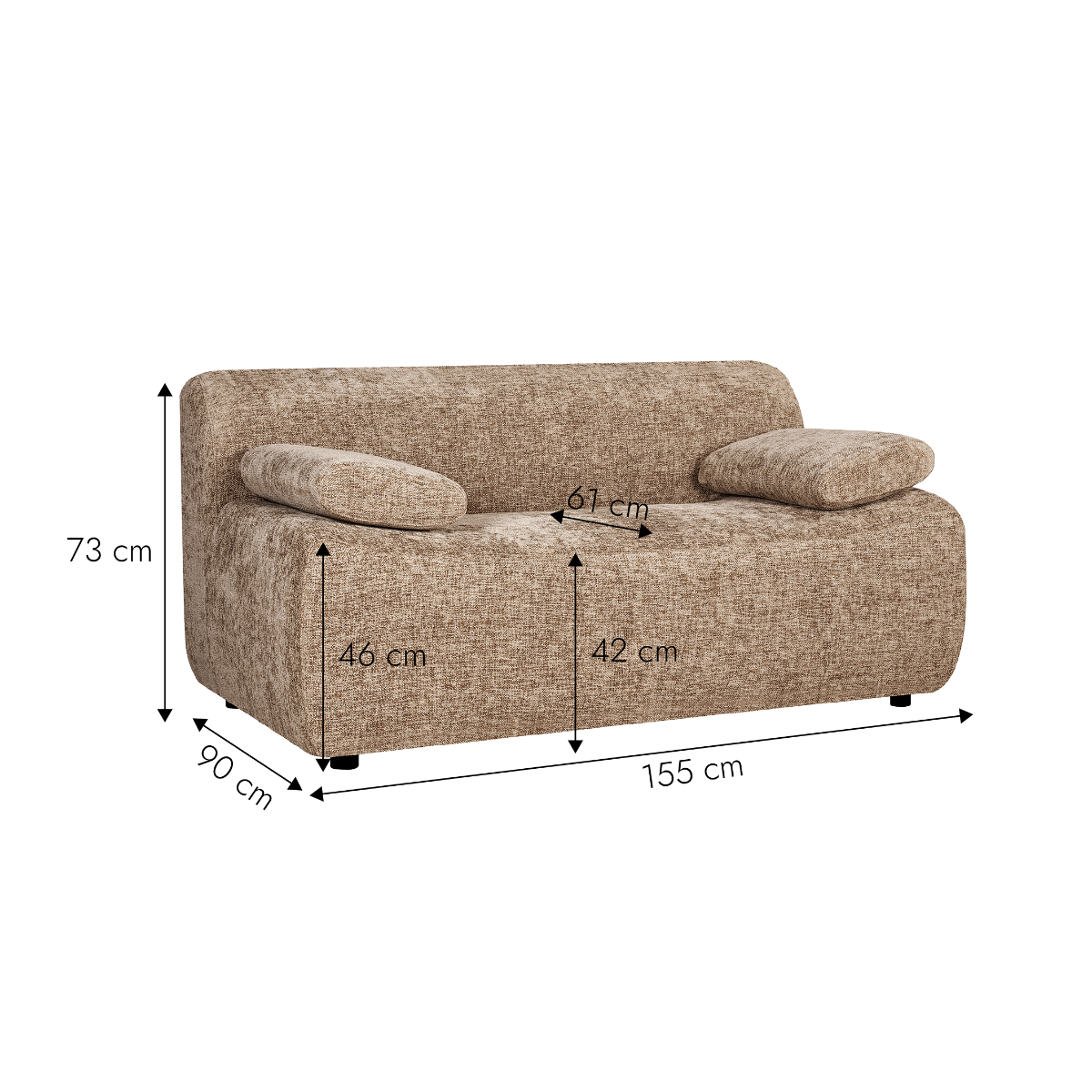 Canapé en tissu marron Mélina