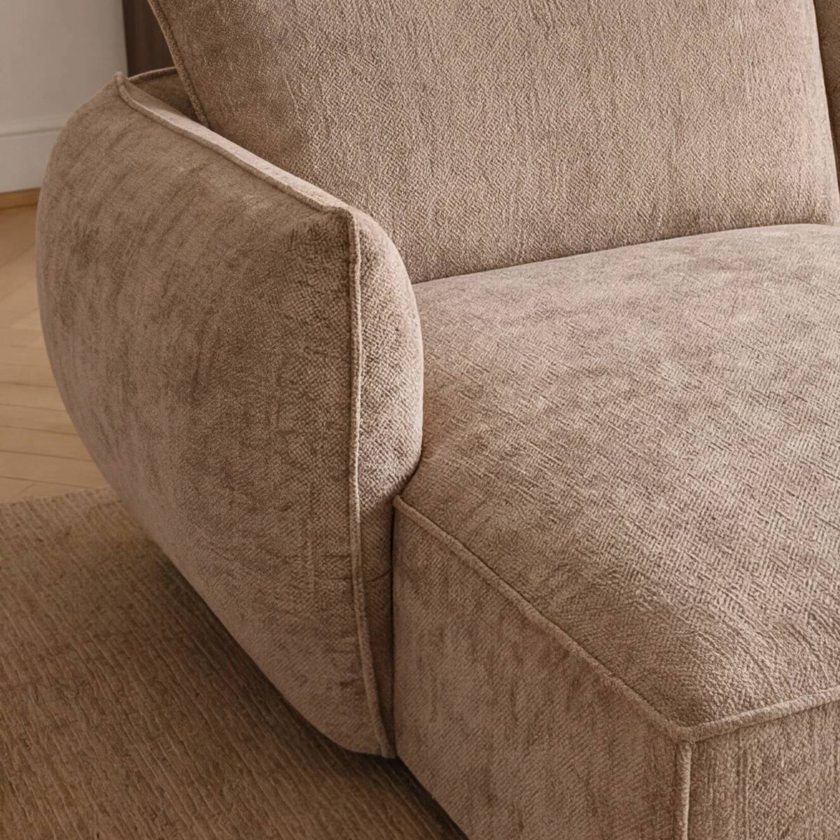 Canapé d'angle en tissu marron Lysoria