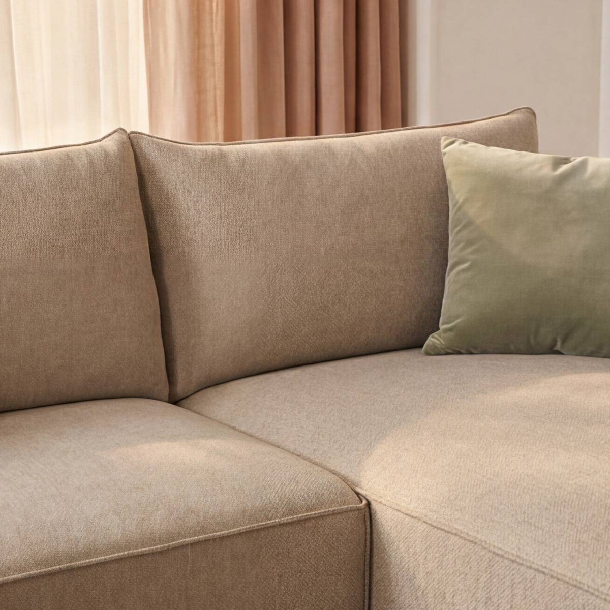 Canapé d'angle en tissu beige Lysoria