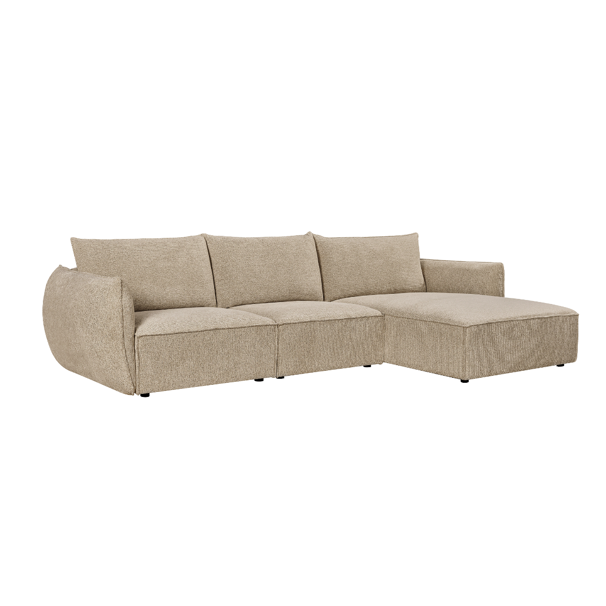 Canapé d'angle en tissu beige Lysoria