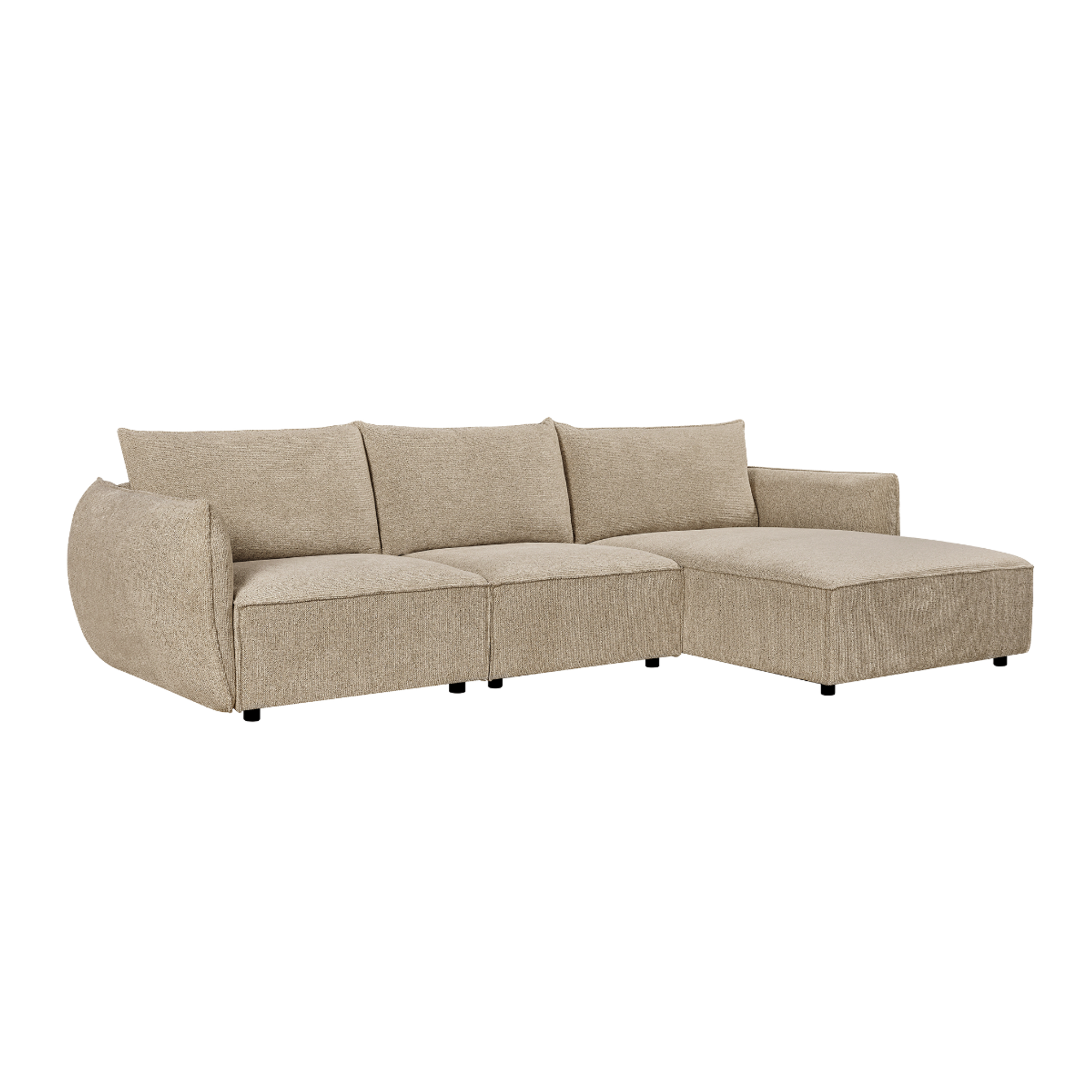 Canapé d'angle en tissu beige Lysoria