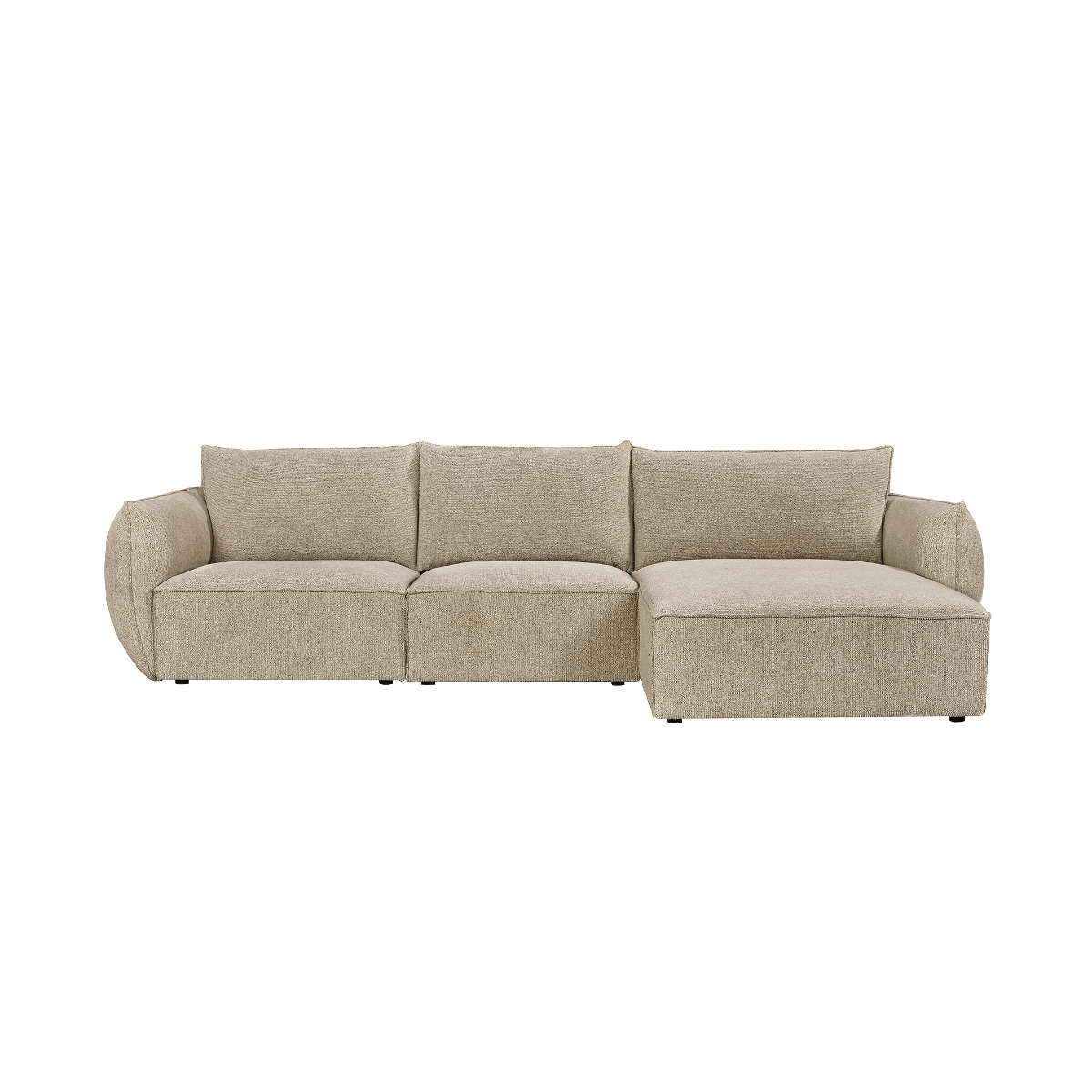 Canapé d'angle en tissu beige Lysoria