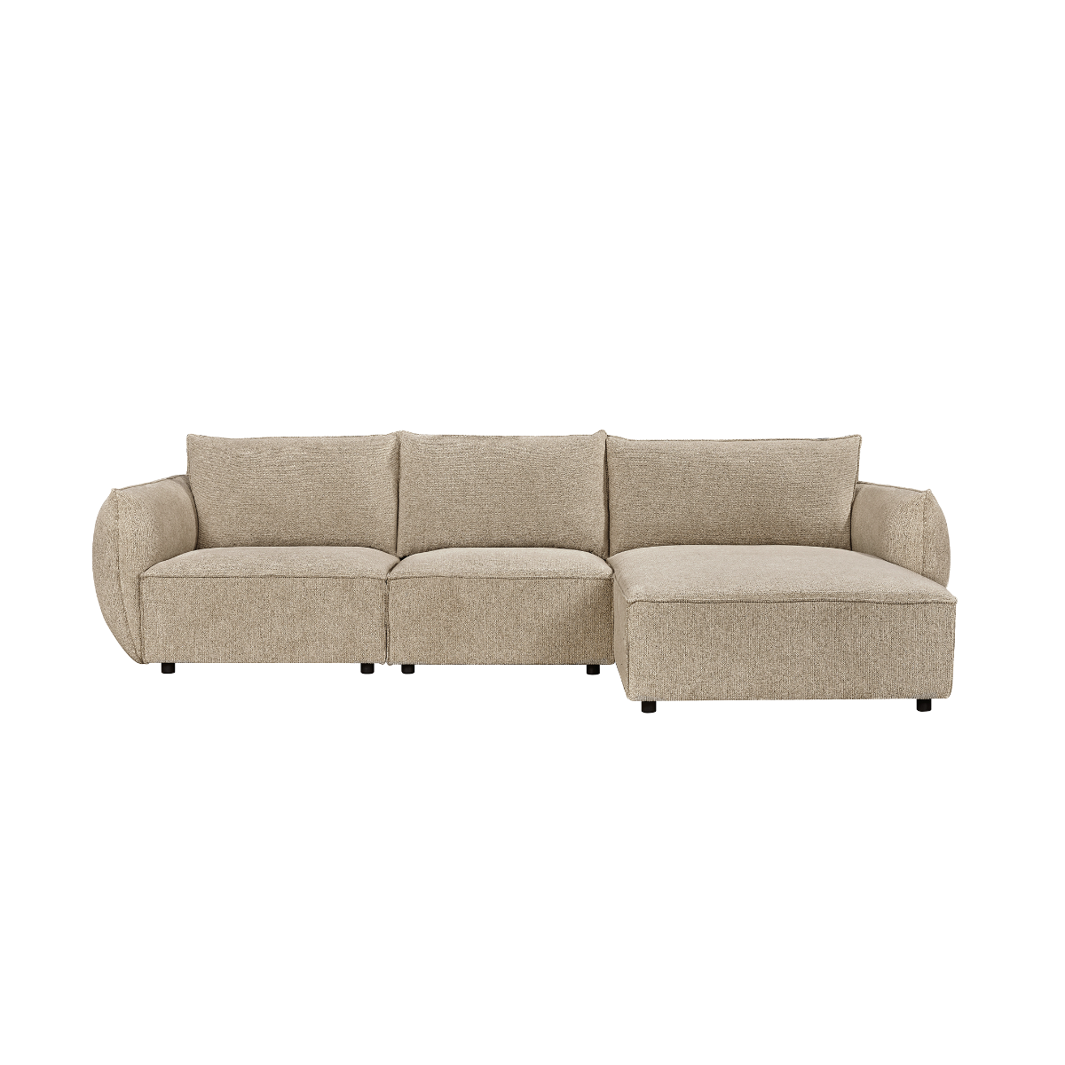 Canapé d'angle en tissu beige Lysoria