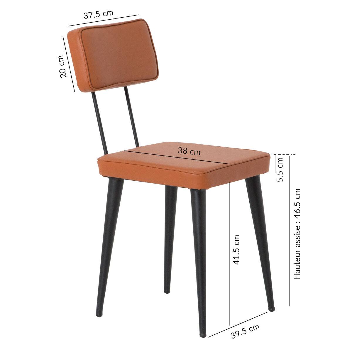 Chaise effet cuir Victoire (lot de 2)