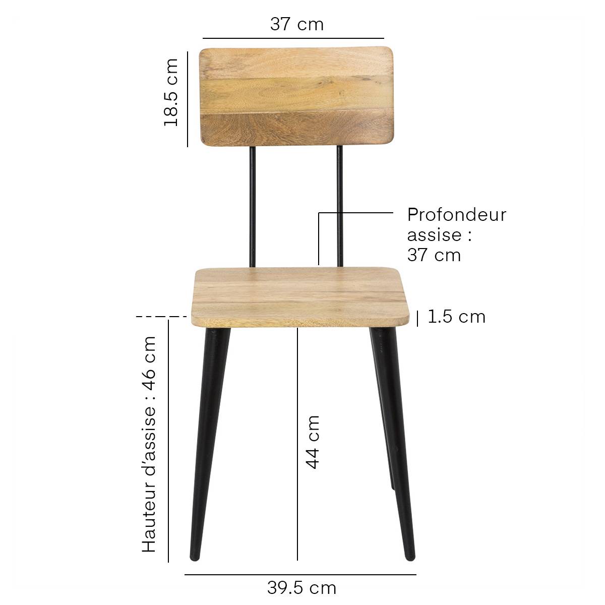 Chaise en bois de manguier Victoire (lot de 2)