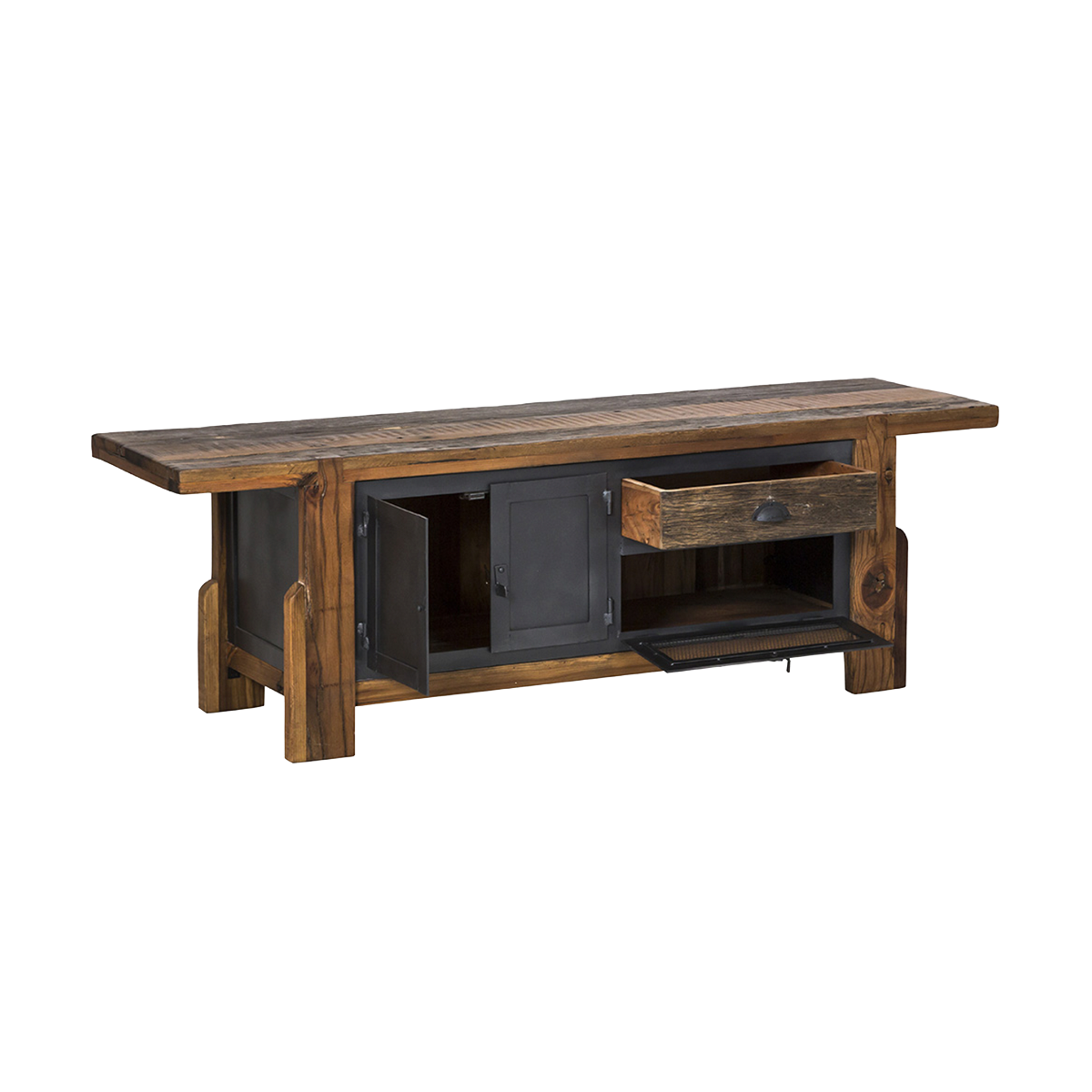 Meuble TV en bois recyclé et métal Hector