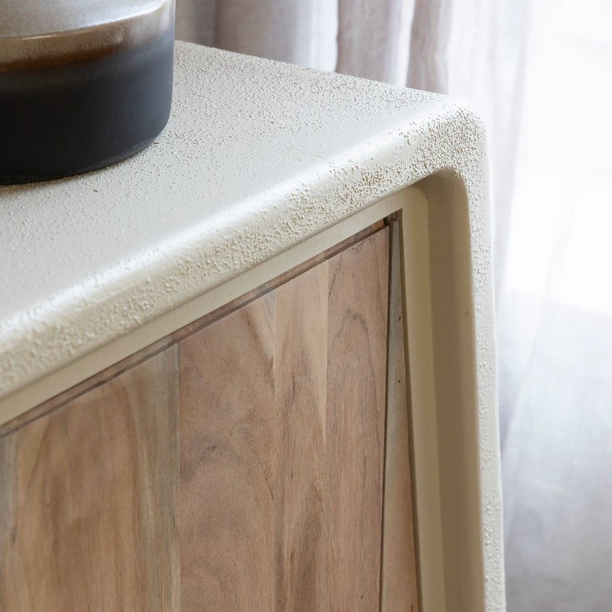 Buffet 3 portes en bois d'acacia et bois effet béton Dalva