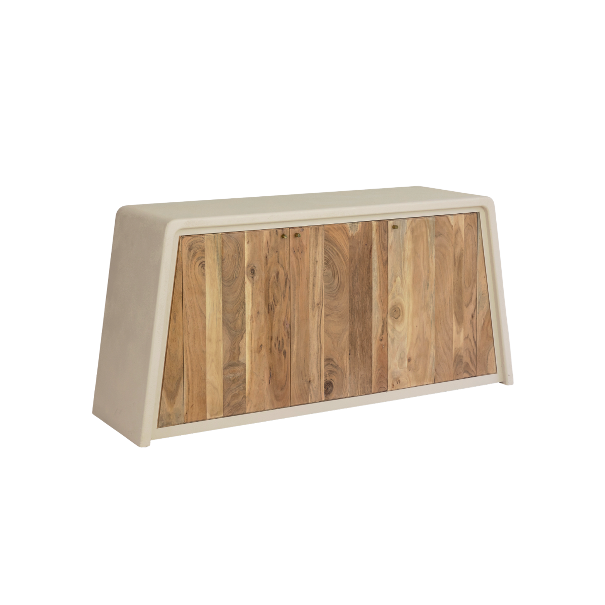 Buffet 3 portes en bois d'acacia et bois effet béton Dalva