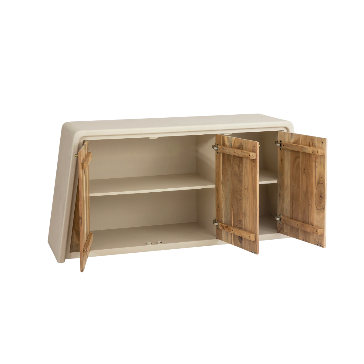 Buffet 3 portes en bois d'acacia et bois effet béton Dalva