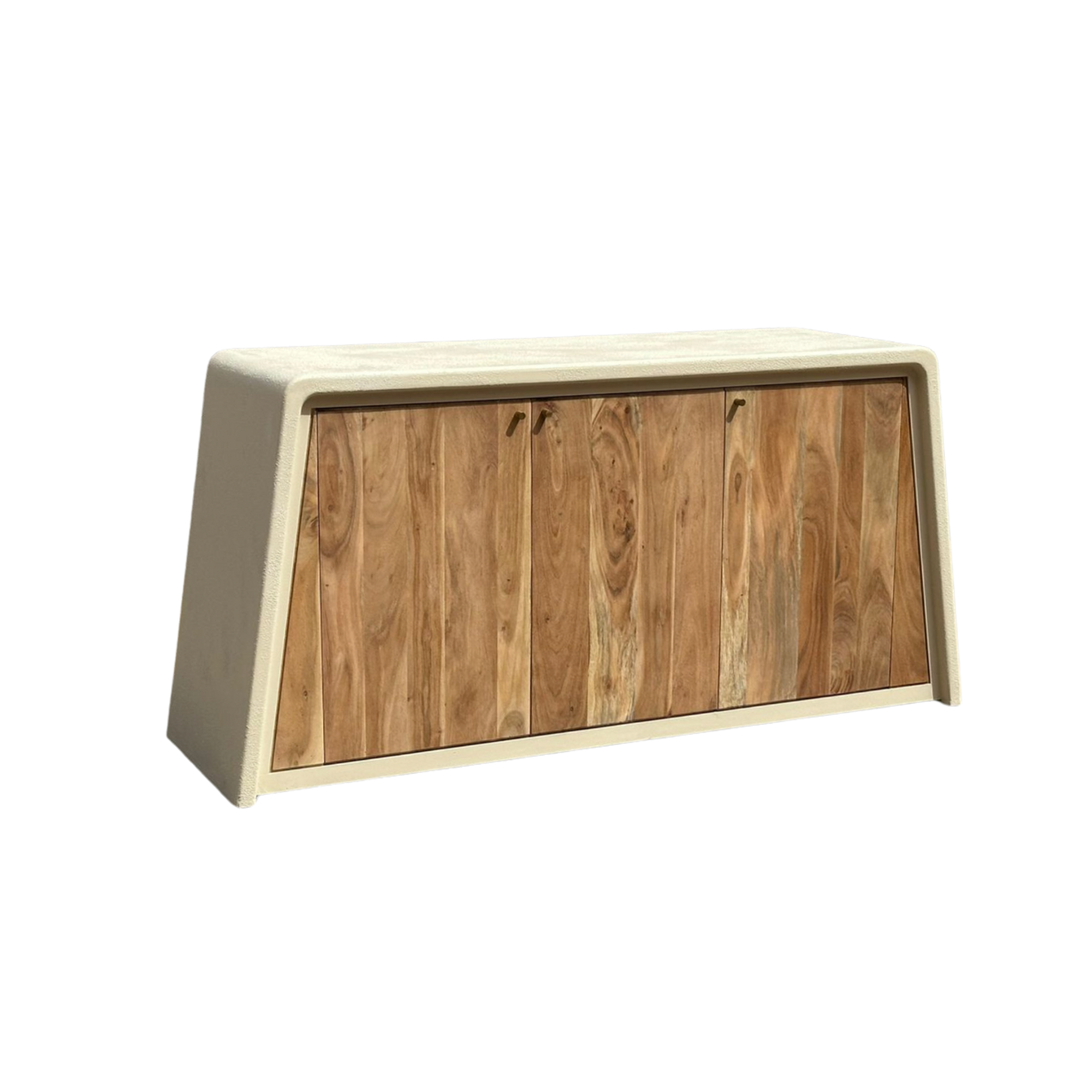 Buffet 3 portes en bois d'acacia et bois effet béton Dalva