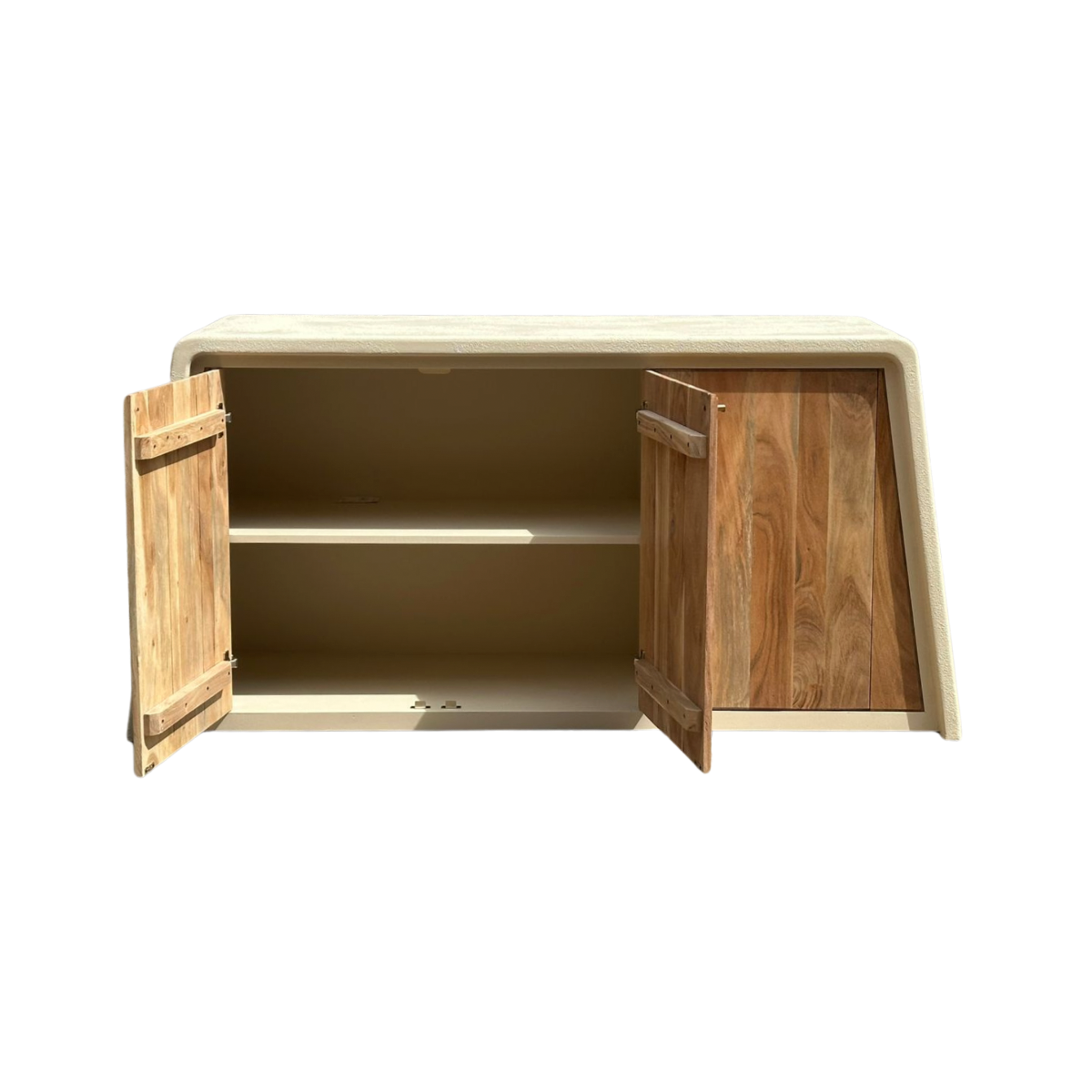 Buffet 3 portes en bois d'acacia et bois effet béton Dalva