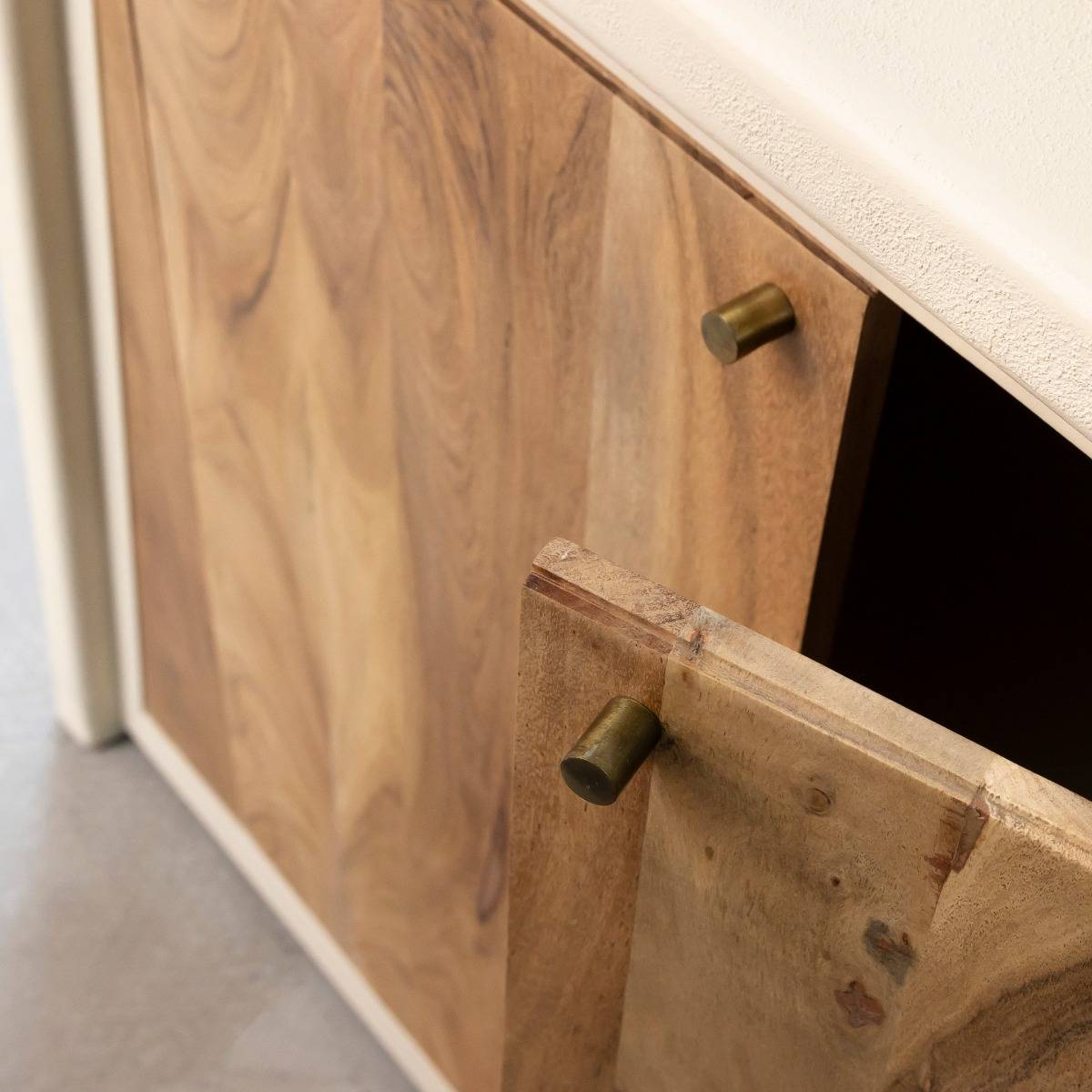 Buffet 2 portes en bois d'acacia et bois effet béton Dalva