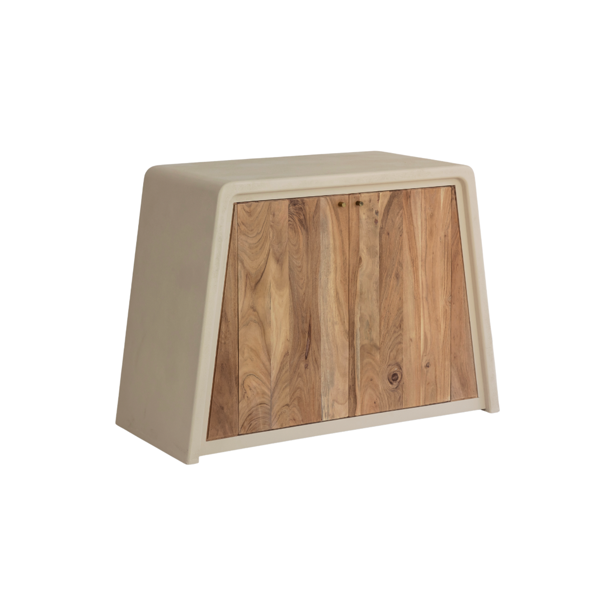 Buffet 2 portes en bois d'acacia et bois effet béton Dalva