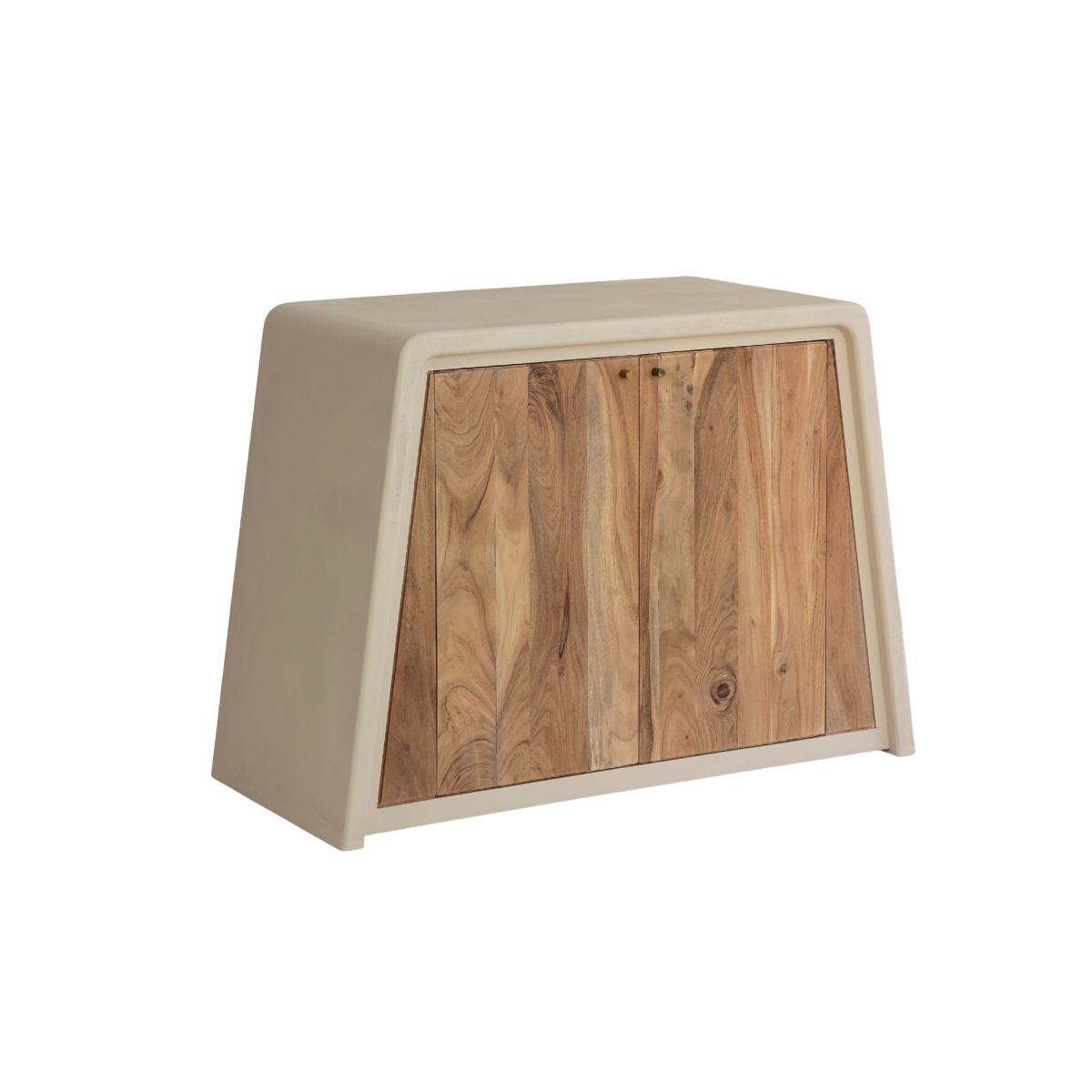 Meuble sous vasque 2 portes en bois d'acacia et bois effet béton Dalva