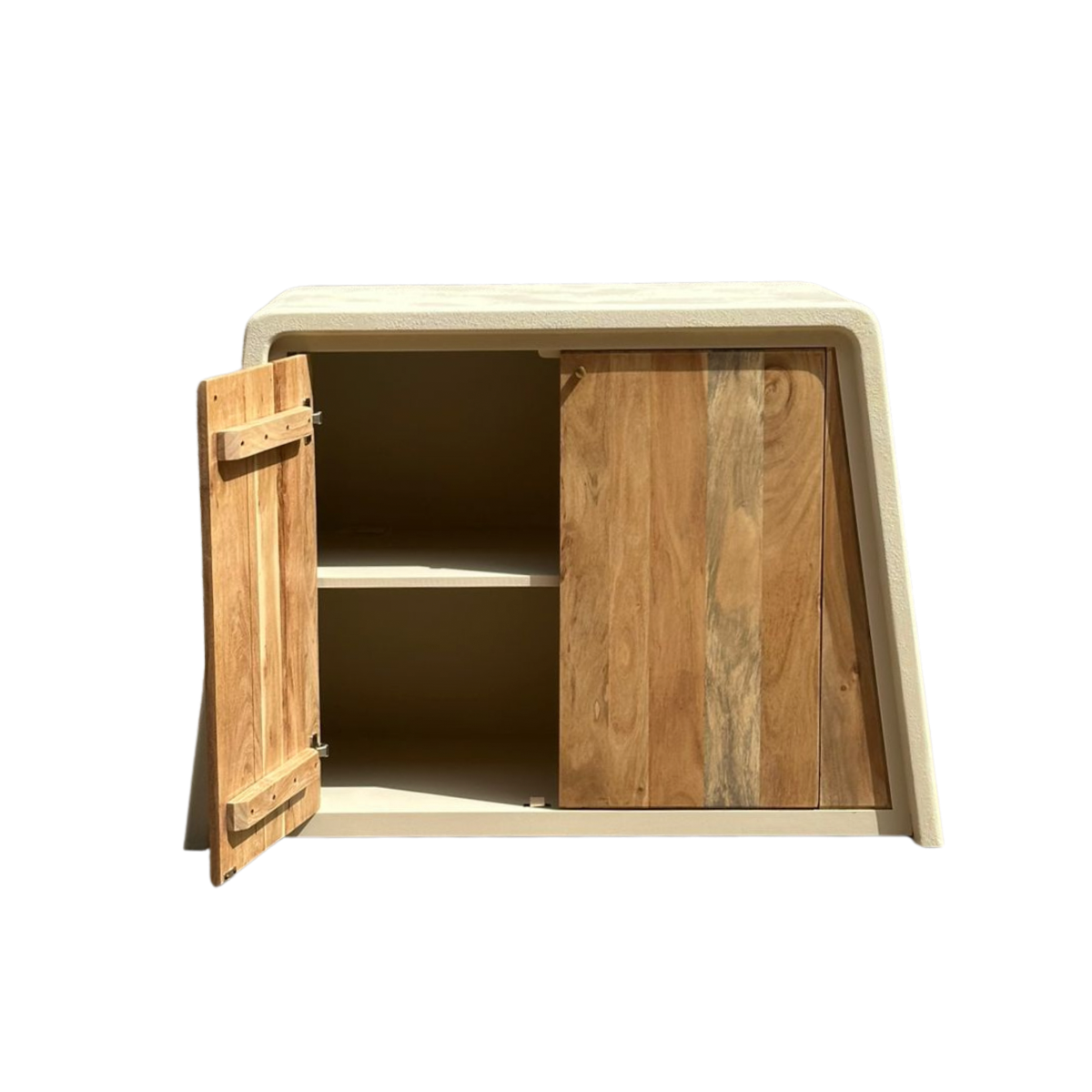 Buffet 2 portes en bois d'acacia et bois effet béton Dalva