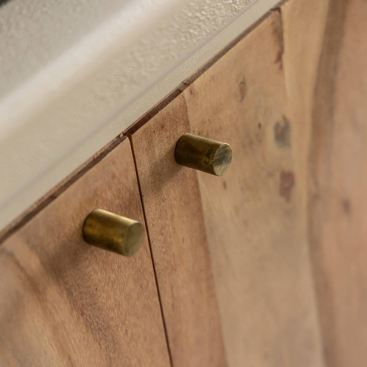 Meuble sous vasque 2 portes en bois d'acacia et bois effet béton Dalva