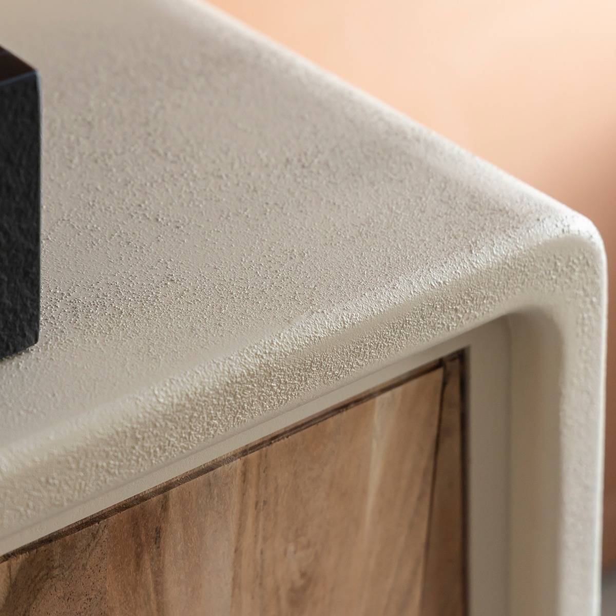 Meuble sous vasque 2 portes en bois d'acacia et bois effet béton Dalva