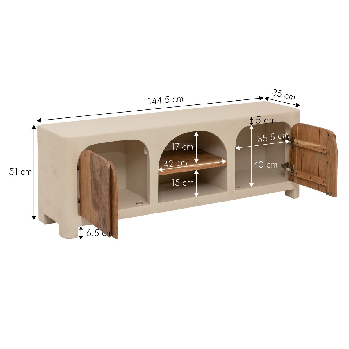 Meuble TV en MDF effet béton et bois d'acacia Dalva