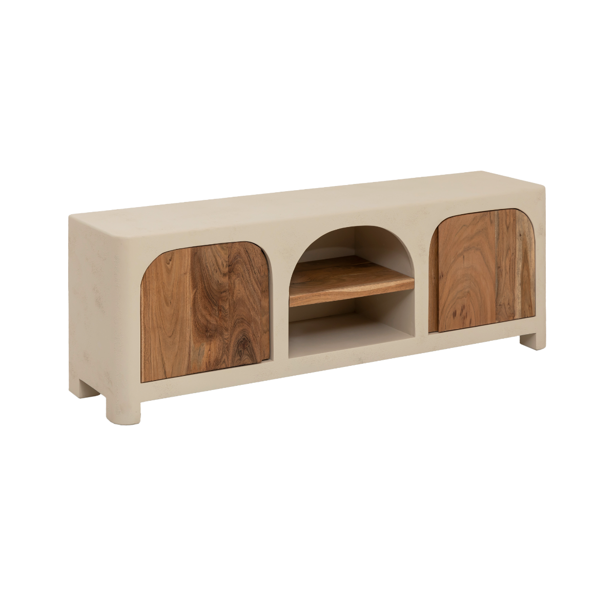 Meuble TV en MDF effet béton et bois d'acacia Dalva