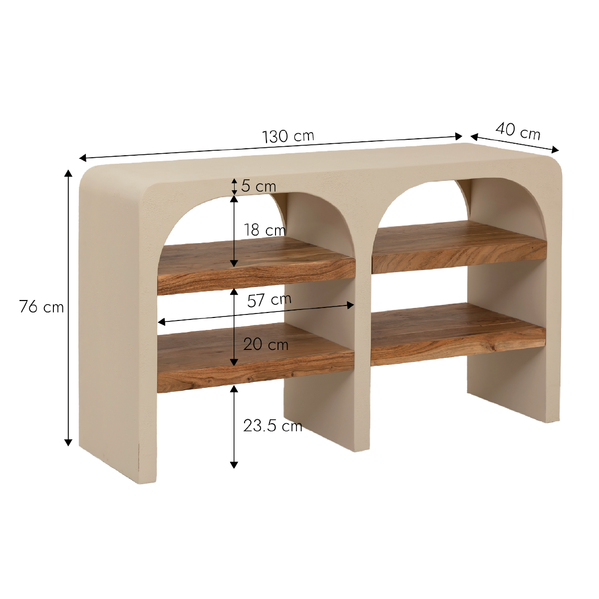 Meuble sous vasque en MDF effet béton et bois d'acacia Dalva