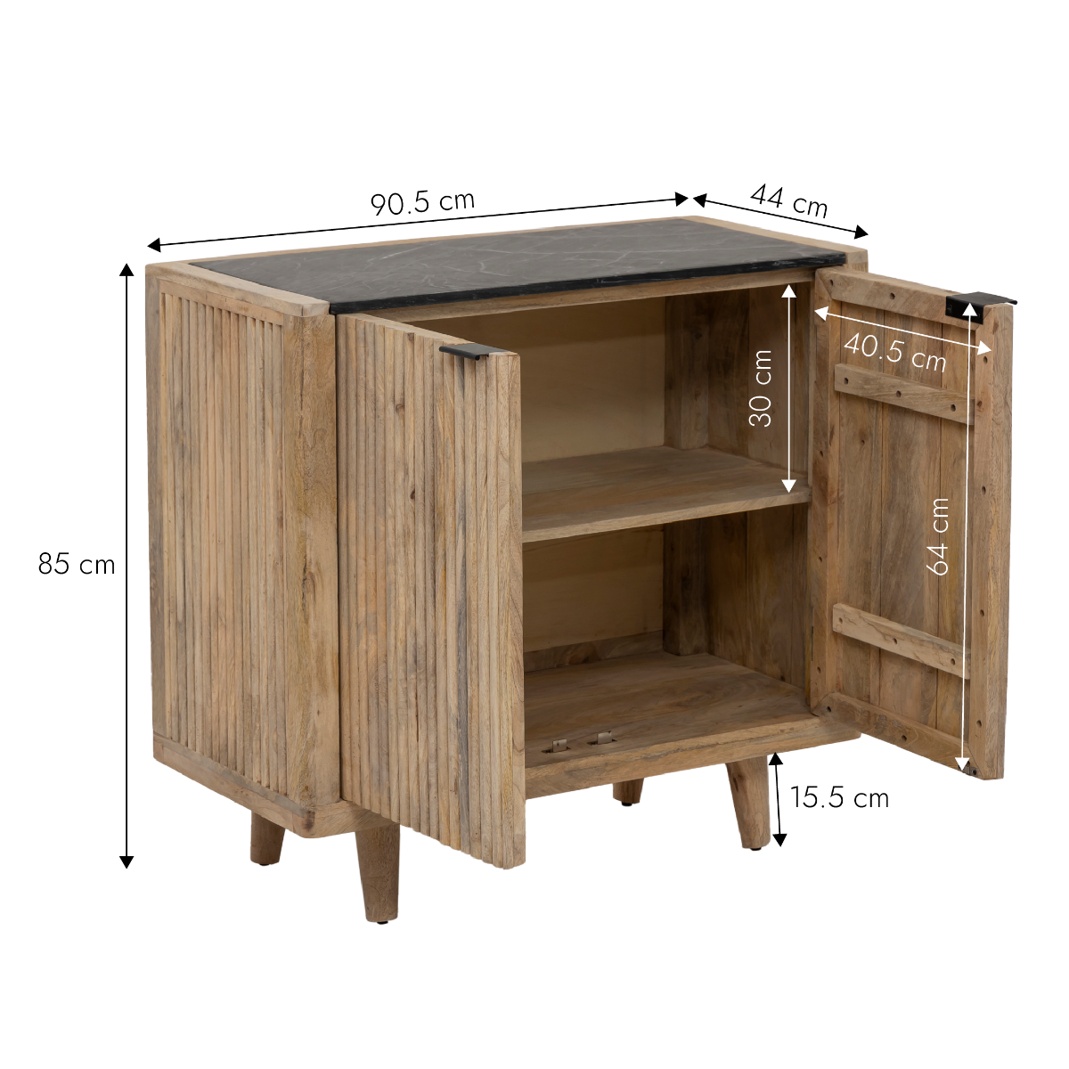 Buffet en bois de manguier et marbre noir Riley