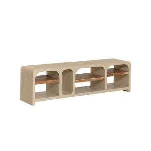 Meuble TV avec étagères en bois effet béton et bois recyclé Dalva