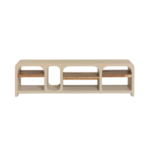 Meuble TV avec étagères en bois effet béton et bois recyclé Dalva