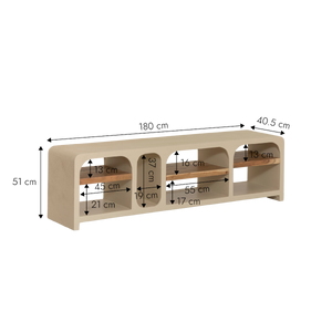 Meuble TV avec étagères en bois effet béton et bois recyclé Dalva