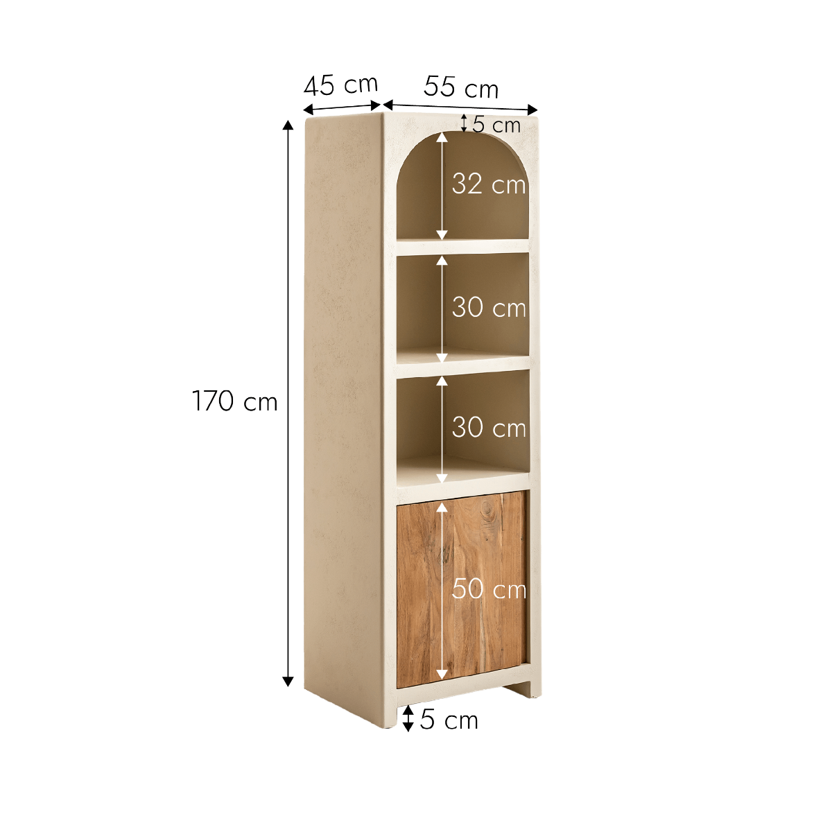 Armoire en MDF effet béton et bois d'acacia Dalva 
